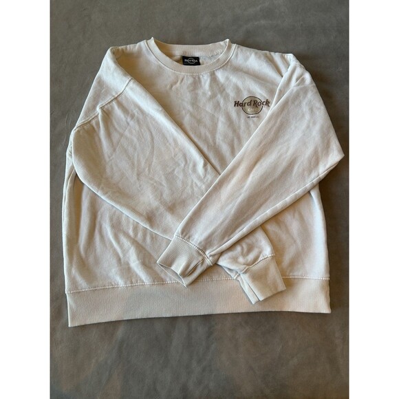 Hard Rock Cafe Los Angeles Crewneck Sweatshirt Medium Beige Pullover - Picture 1 of 9